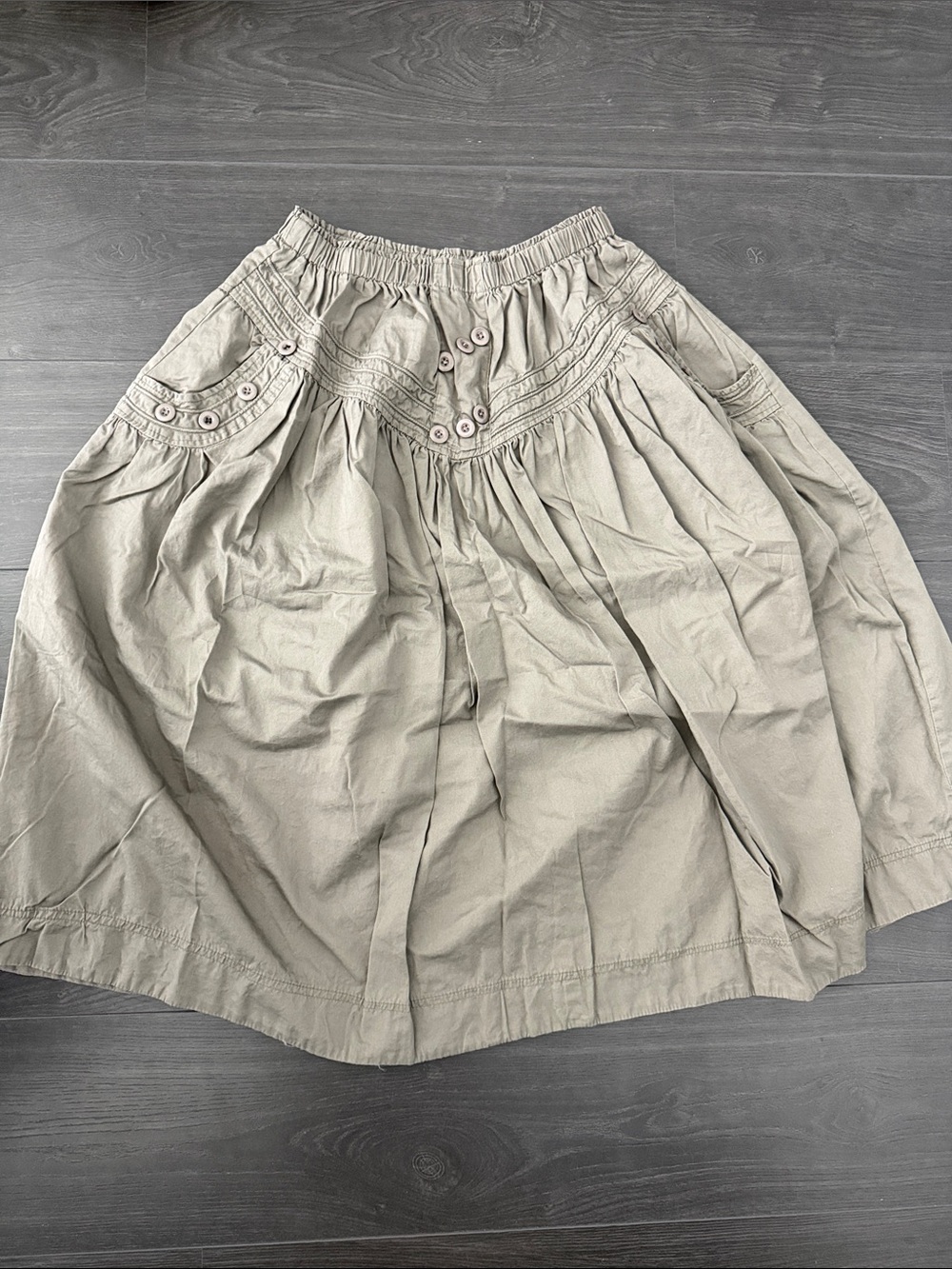 Classic Gray Full Casual Gathered Skirt